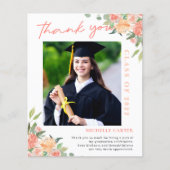 Budget Coral Floral Foto Abschluss Vielen Dank (Vorderseite)