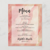 Budget Coral Gold Marble Wedding Menü (Vorne)