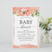 Budget Coral Peach Baby Dusche Pastel Einladung (Stehend Vorderseite)