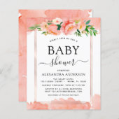 Budget Coral Peach Baby Dusche Pastel Einladung (Vorne/Hinten)