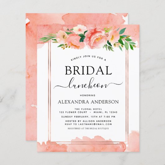 Budget Coral Peach Brautparty Luncheon (Vorne/Hinten)