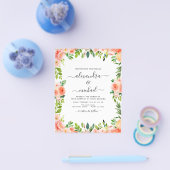 Budget Coral Peach Foto Blumengrün Hochzeit Flyer (Einzeln)