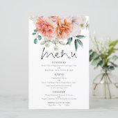 Budget Coral Peonies Florals Wedding Menu (Stehend Vorderseite)