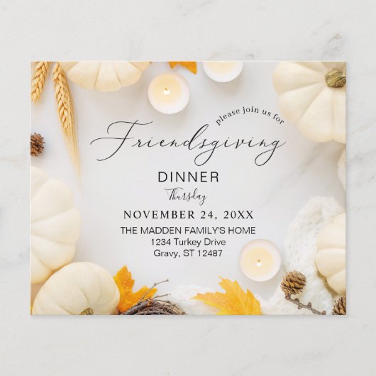 Budget Cosy Friendsgiving Pumpkin Dinner Flyer (Vorne)
