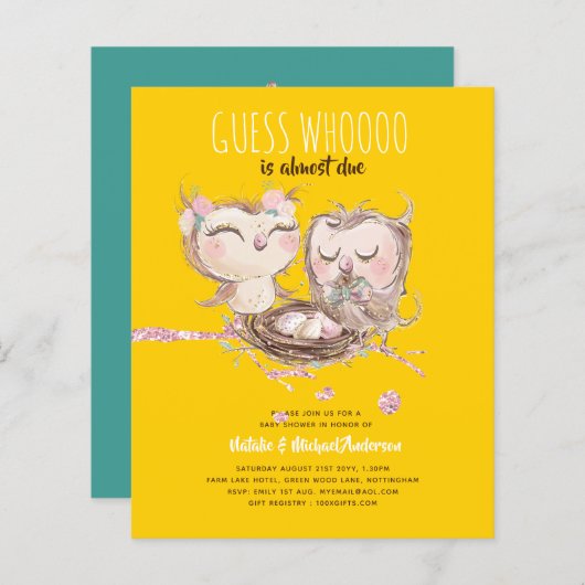 BUDGET Couples Kinderdusche Niedliche Owls Woodlan (Vorne/Hinten)