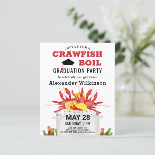 BUDGET Crawfish Boil Abschluss 3 Foto Einladung (Stehend Vorderseite)