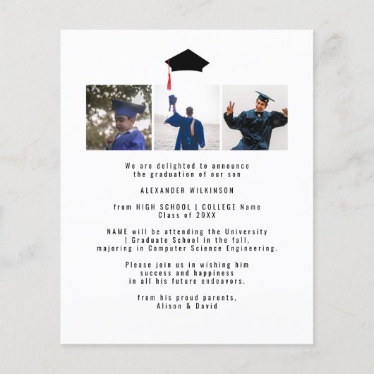 BUDGET Crawfish Boil Abschluss 3 Foto Einladung (Rückseite)