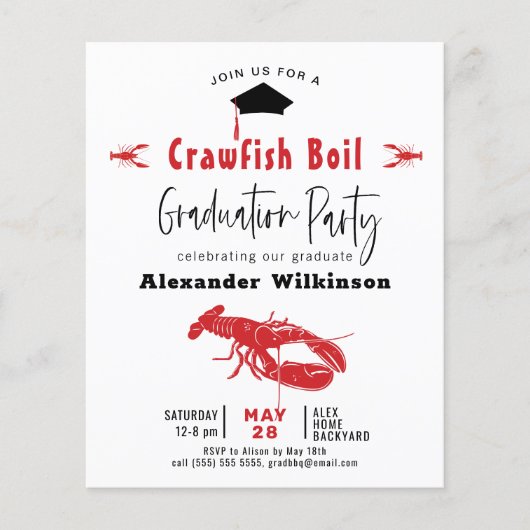 BUDGET Crawfish Boil Abschluss GRILLEN Einladung (Vorderseite)