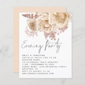 BUDGET Cream Florals Wedding Abend Party Einladung (Vorne/Hinten)