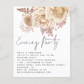 BUDGET Cream Florals Wedding Abend Party Einladung (Vorderseite)
