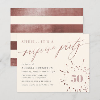 Budget Creme & Rose Gold Script Überraschendes Par