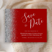 Budget Crimson Red Silver Wedding Save the Date