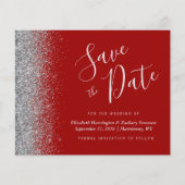 Budget Crimson Red Silver Wedding Save the Date (Vorderseite)