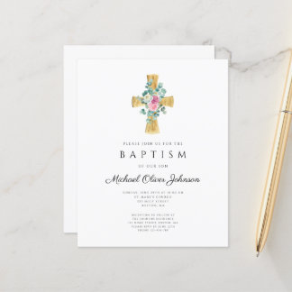 Budget Cross Pink Blumen Peonies Taufe