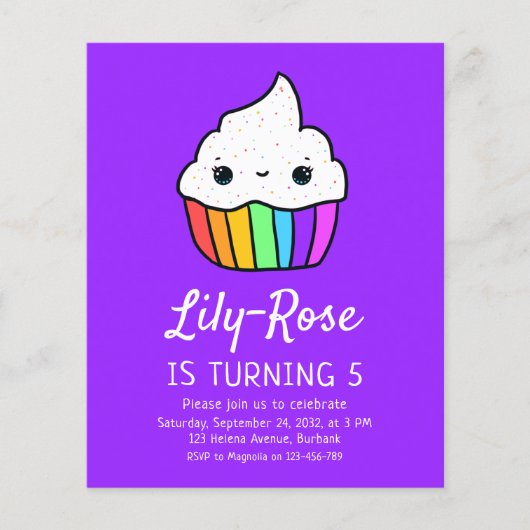 Budget Cupcake Kid's Geburtstagsparty Einladung (Vorderseite)