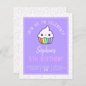 Budget Cupcake Kid's Geburtstagsparty Einladung (Vorne/Hinten)
