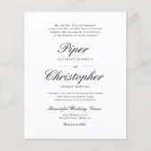 Budget Cursive Script Schwarze Hochzeitseinladung (Vorderseite)