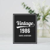 Budget Custom Birth Year Black Birthday Einladung (Stehend Vorderseite)