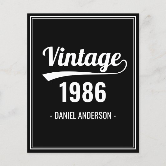 Budget Custom Birth Year Black Birthday Einladung (Vorderseite)