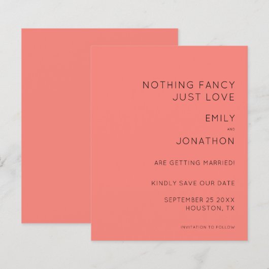 Budget Custom Coral Rose Wedding Save the Date (Vorne/Hinten)