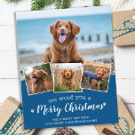 Budget Custom Dog Pet Foto Frohe Weihnachtskarte<br><div class="desc">Wir würden dir frohe Weihnachten wünschen! Versenden Sie niedliche und lustige Urlaubstage mit dieser niedlichen personalisierten Haustier Foto Urlaubskarte. Frohe Weihnachtswünsche vom Hund mit niedlichen Pfotendrucken in einem lustigen, modernen Foto Collage Design. Fügen Sie dem Hund die Fotos oder Fotos Ihrer Familie hinzu und personalisieren Sie mit Familienname, Nachricht und...</div>