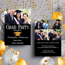 Budget Custom Foto Collage Black Graduation Party