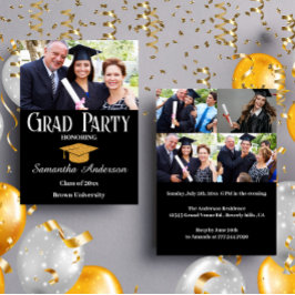 Budget Custom Foto Collage Black Graduation Party Flyer