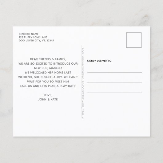 Budget Custom Foto New Pet New Puppy Ankündigung (Rückseite)