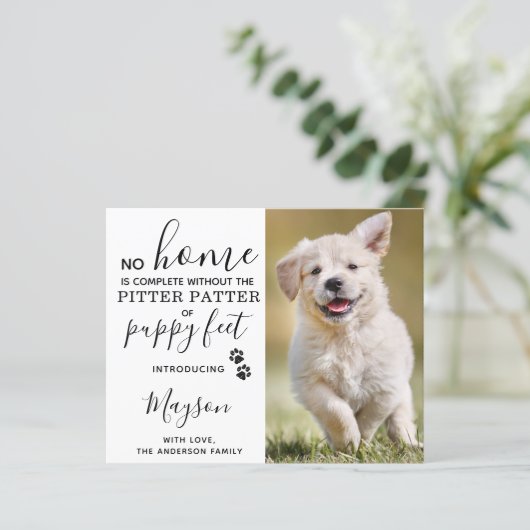 Budget Custom Foto New Pet Puppy Ankündigung (Stehend Vorderseite)