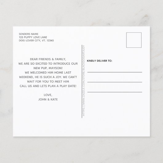 Budget Custom Foto New Pet Puppy Ankündigung (Rückseite)