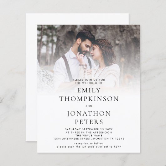 Budget Custom Foto QR Code Hochzeitsempfehlung (Vorne/Hinten)