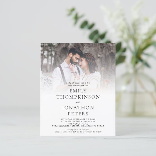 Budget Custom Foto QR Code Hochzeitsempfehlung (Stehend Vorderseite)