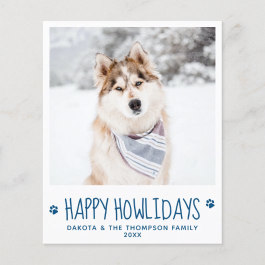 Budget Custom Pet Foto Happy Holidays Dog Card (Vorderseite)