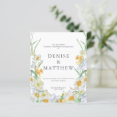 Budget Daffodien Hochzeit Einladung mit Basil Back (Stehend Vorderseite)