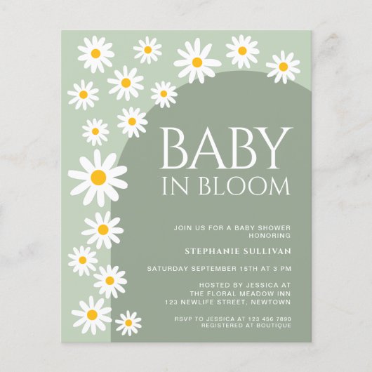 Budget Daisy Baby in Bloom Baby Dusche einladen (Vorderseite)