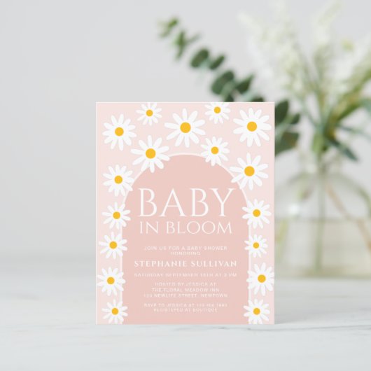 Budget Daisy Baby in Bloom Baby Dusche Einladung (Stehend Vorderseite)