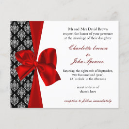 Budget Damask Black Red Wedding Einladung
