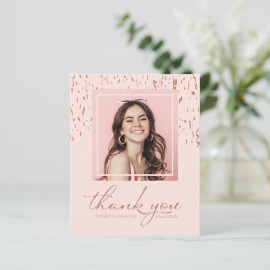 Budget Danke, Card Confetti Abschluss Foto (Stehend Vorderseite)