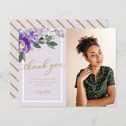 Budget Dankeschön Card Lila Foto (Vorne/Hinten)