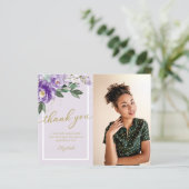 Budget Dankeschön Card Lila Foto (Stehend Vorderseite)