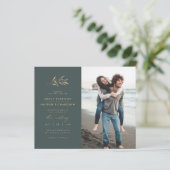 Budget Dark Aquamarin & Branch Wedding Foto Einlad (Stehend Vorderseite)