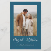 Budget Dark Aquamarin Foto Einfache Hochzeitseinla Flyer (Hinten)