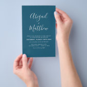 Budget Dark Aquamarin Foto Einfache Hochzeitseinla Flyer (Handgriff)