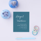 Budget Dark Aquamarin Minimalistisch Wedding Einla Flyer (Einzeln)
