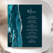 Budget Dark Aquamarin Silver Agate Wedding Menu