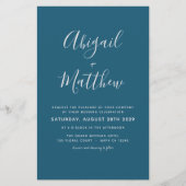 Budget Dark Aquamarin Simple Wedding Einladung (Vorderseite)