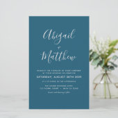 Budget Dark Aquamarin Simple Wedding Einladung (Stehend Vorderseite)