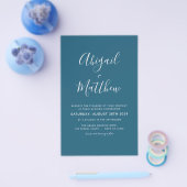 Budget Dark Aquamarin Simple Wedding Einladung Flyer (Einzeln)