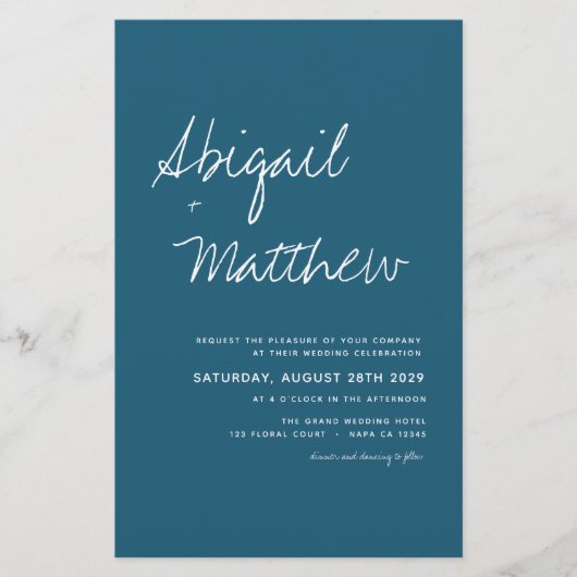 Budget Dark Aquamarine Minimalistische Hochzeitsei Flyer (Vorne)