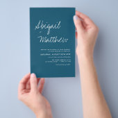 Budget Dark Aquamarine Minimalistische Hochzeitsei Flyer (Handgriff)